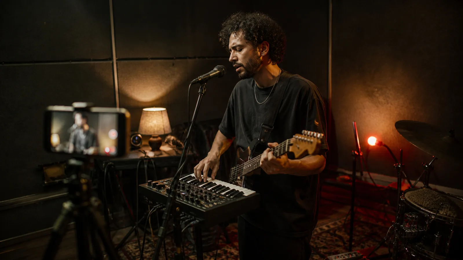 Artista grabando en una sesión de estudio